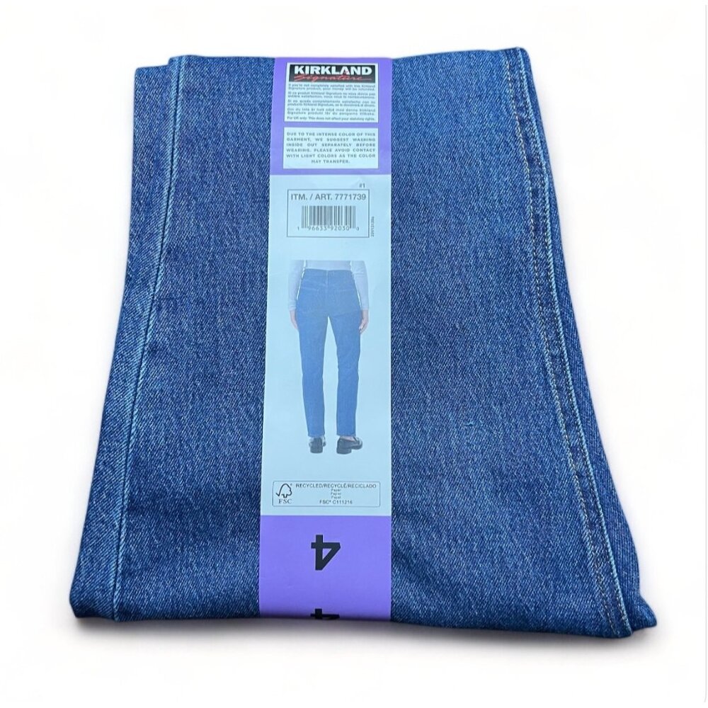 Kirkland Signature Women's High-Rise Straight Leg Jean,  (Blue, 4x28), New - Picture 4 of 4